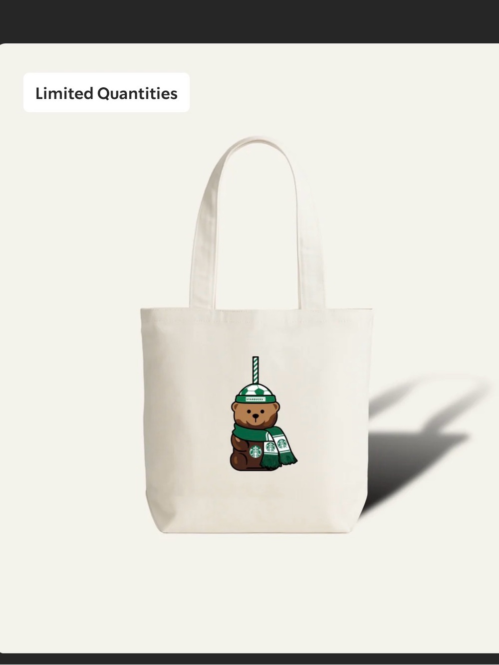 Starbucks Bearista White Tote - Soccer Edition